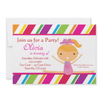 Striped Gymnast Birthday Party Invitation