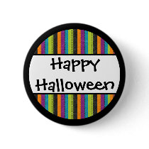 Striped Happy Halloween Pin