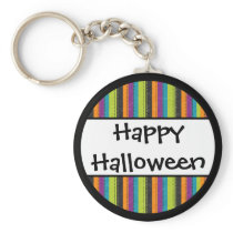 Striped Happy Halloween Keychains