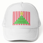 Striped Merry Christmas Tree Trucker Hat