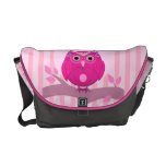Striped Messenger bag with cute Owl and Name