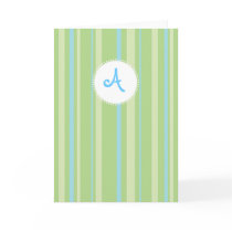Striped Monogram - Blue & Green cards by awahl_designs Striped Monogram - Blue & Green cards