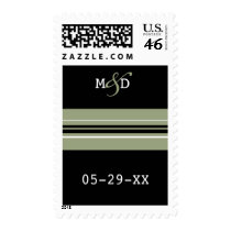 Striped Monogram Wedding postage