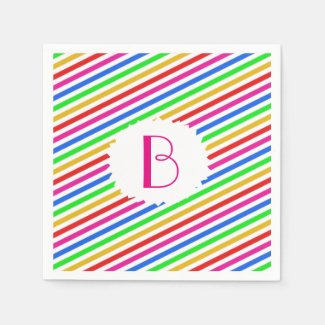 Striped Monogrammed Paper Napkins Standard Cocktail Napkin