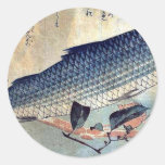 Striped mullet Bora by Ando, Hiroshige Ukiyoe Round Stickers