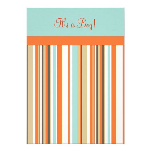 Striped orange and blue babyshower invitation