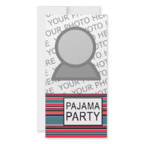 striped pajama party custom photo card