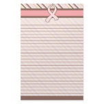 Striped Pink &amp; Brown Pink Ribbon Lined Stationery Design