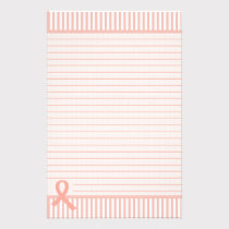 Striped Pink Ribbon Lined stationery