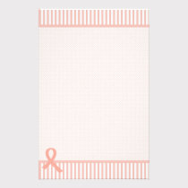 Striped Pink Ribbon Unlined stationery