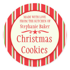 Striped red green cookie swap baking gift stickers