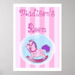 Striped-Rocking Horse Poster