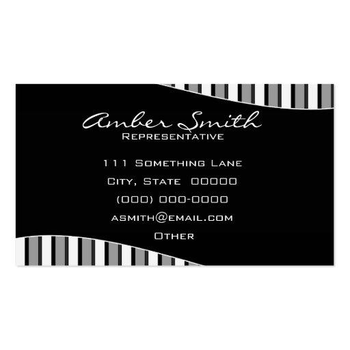 Striped Wave (Black And White) Business Card Templates (back side)