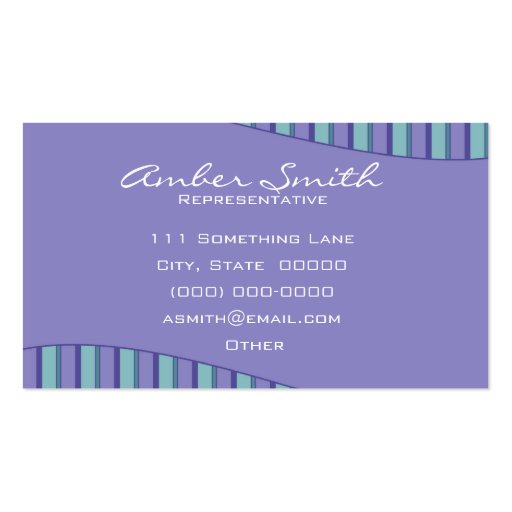 Striped Wave Collection (Blue) Business Card Templates (back side)