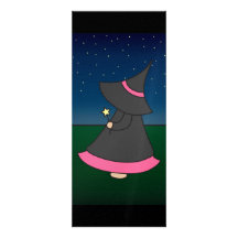 Striped Witchy Wendy 4x9.25 Birthday Invitation