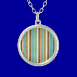 STRIPES07 RETRO STRIPES LIGHT YELLOW BLUE TAN ORAN necklaces