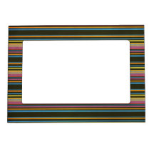 STRIPES66 COLORFUL STRIPES ORANGES CORAL YELLOW PU PICTURE FRAME MAGNET