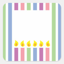 Stripes and Colourful candles in a box Square Sticker