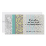 stripes and damask teal brown olive photo card