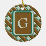 Stripes and Dots - Chocolate Mint Christmas Tree Ornament