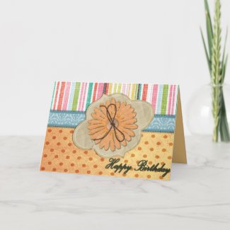 Stripes and Orange Birthday Card