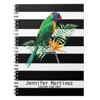 Stripes And Parrot Spiral Note Book