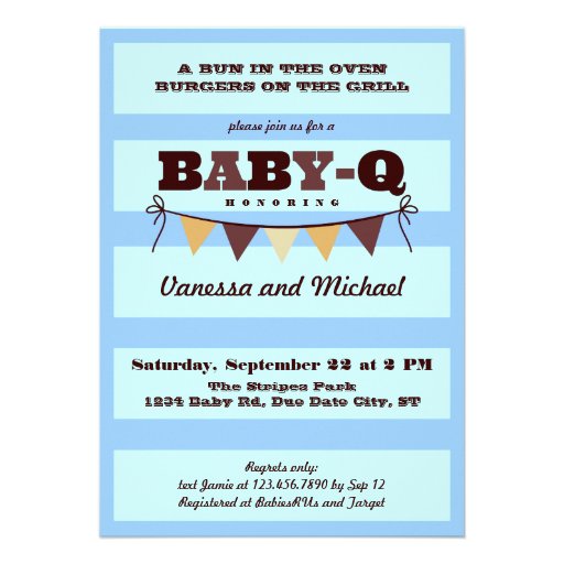 Stripes and Pennant Baby Q Invitation