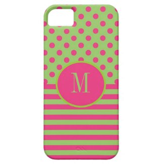 Stripes and Polka Dots Monogram iPhone 5 Case