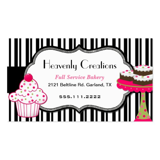 Stripes and Sweets Bakery Business Card (front side)