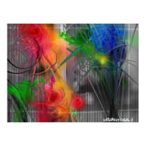 Stripes and Swirls Flower Bouquets Abstract Poster