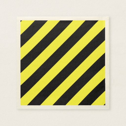 stripes black and yellow paper napkin | Zazzle