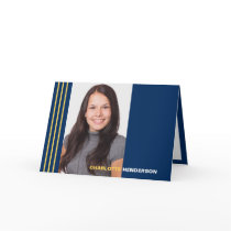 Stripes blue graduation multi photo announcement card