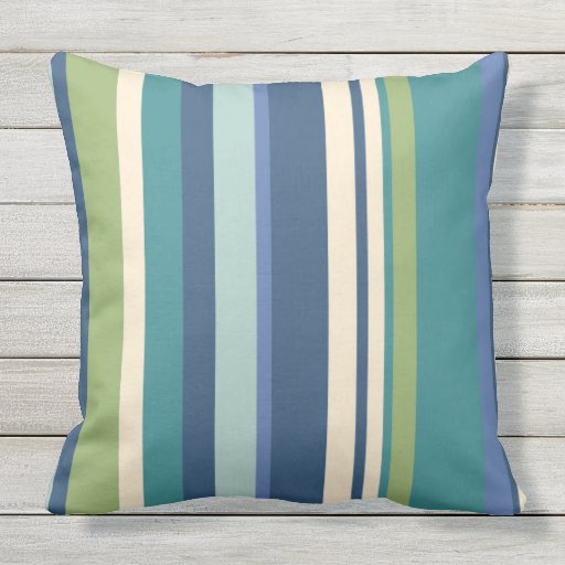 Stripes Blue Green Outdoor Patio Pillows Zazzle