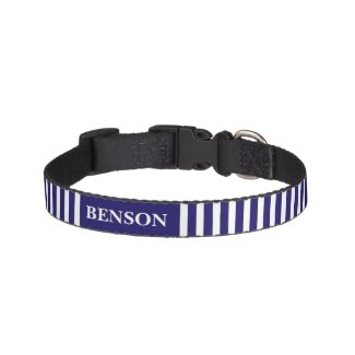 Stripes blue & white custom name dog's collar pet collars