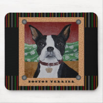 Stripes Boston Terrier mousepads