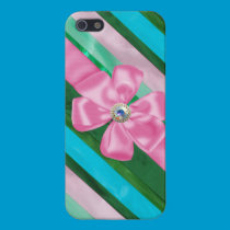 Stripes,Bows Ribbons & Rhonestones Iphone 5 Case iphone cases