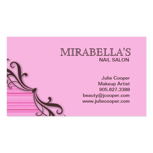 Stripes Business Card Swirl Pink Brown (back side)