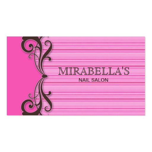 Stripes Business Card Swirl Pink Brown (front side)