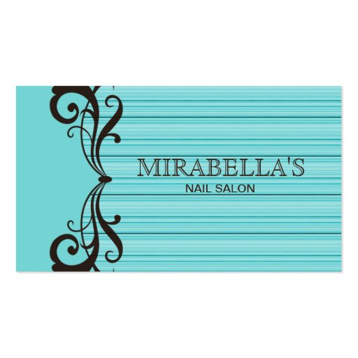 Stripes Business Card Swirl Turquoise blue Brown (front side)