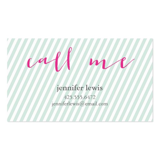 Stripes Call Me Personal Calling Card Business Cards