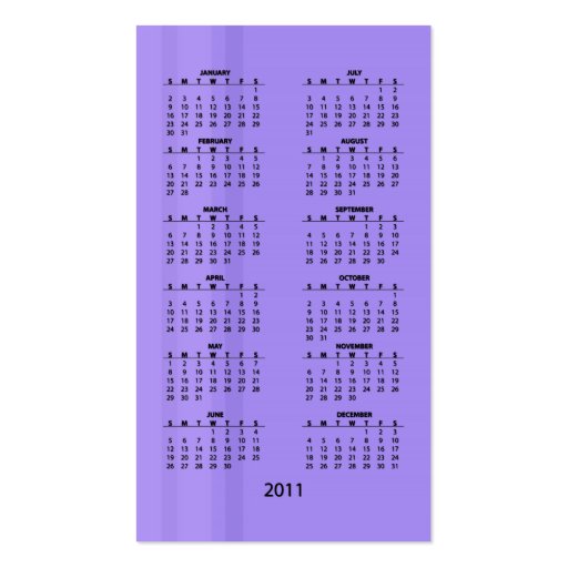 Stripes design pocket calendar business card (back side)