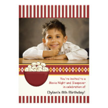 Stripes & Diamonds - Photo Movie Night Birthday Pa Invitation