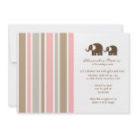 Stripes &amp; Elephants Baby Shower Invitation