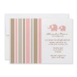 Stripes &amp; Elephants Baby Shower Invitation
