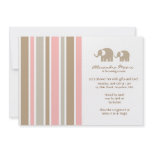 Stripes &amp; Elephants Baby Shower Invitation