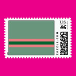 Stripes Green with Pink Postage Stamps