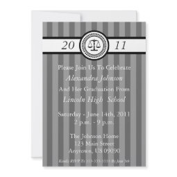 Stripes Law School Graduation Invitations (Gray) invitation