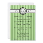 Stripes Law School Graduation Invitations (Green)