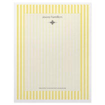 Stripes ~ lemon + white background letterhead by stationery_station Stripes ~ lemon + white background letterhead