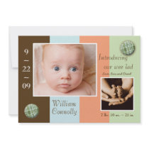 Stripes 'N Plaid Birth Announcement invitations